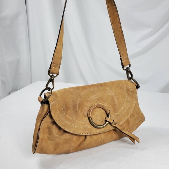 Hype Women's Brown Shoulder Bag Leather Detachable Strap Inner Pockets